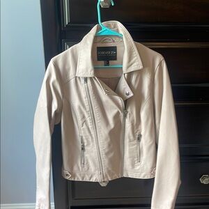 Forever 21 Cream Leather Moto Jacket
